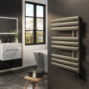 Antique Brass Smart Electric Towel Radiator with Wi-Fi Thermostat - 0.6kW - H650xW450mm - Bathroom Safe