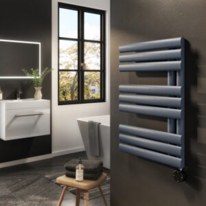 Anthracite Smart Electric Towel Radiator with Wi-Fi Thermostat - 0.6kW - H650xW450mm - Bathroom Safe