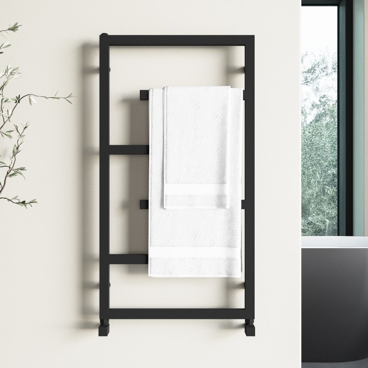 Black Designer Towel Radiator 915 x 500mm - Atka - Image 2