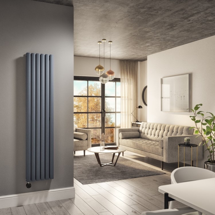 Anthracite Vertical Smart Electric Radiator with Wi-Fi Thermostat - 1.2kW - Double Panel H1600xW354mm - Bathroom Safe - Image 2