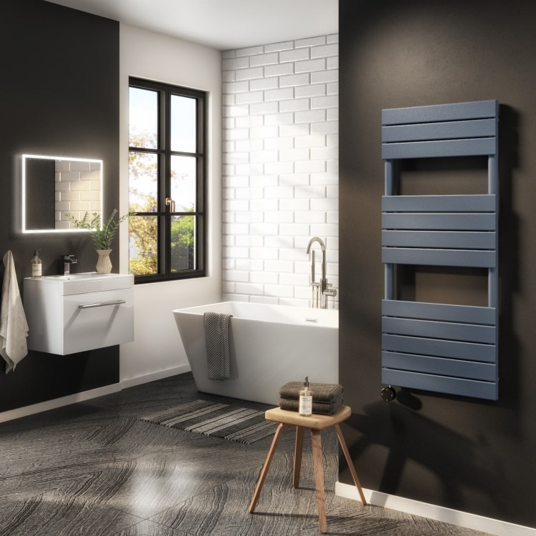 Anthracite Flat Panel Smart Electric Towel Radiator with Wi-Fi Thermostat - 1kW - H1200xW500mm - Bathroom Safe - Image 2