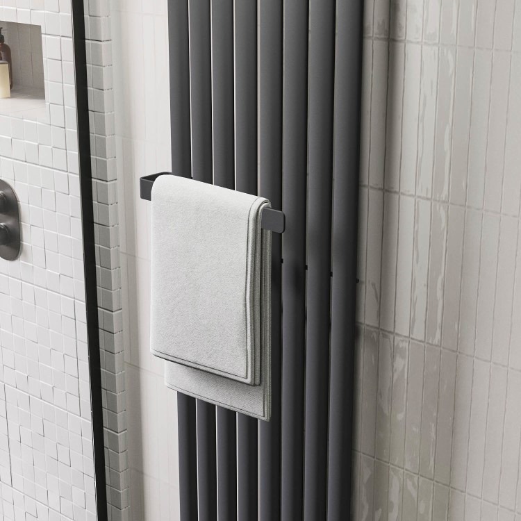 Anthracite Vertical Single Panel Radiator with Towel Bar 1600 x 480mm - Margo - Image 2