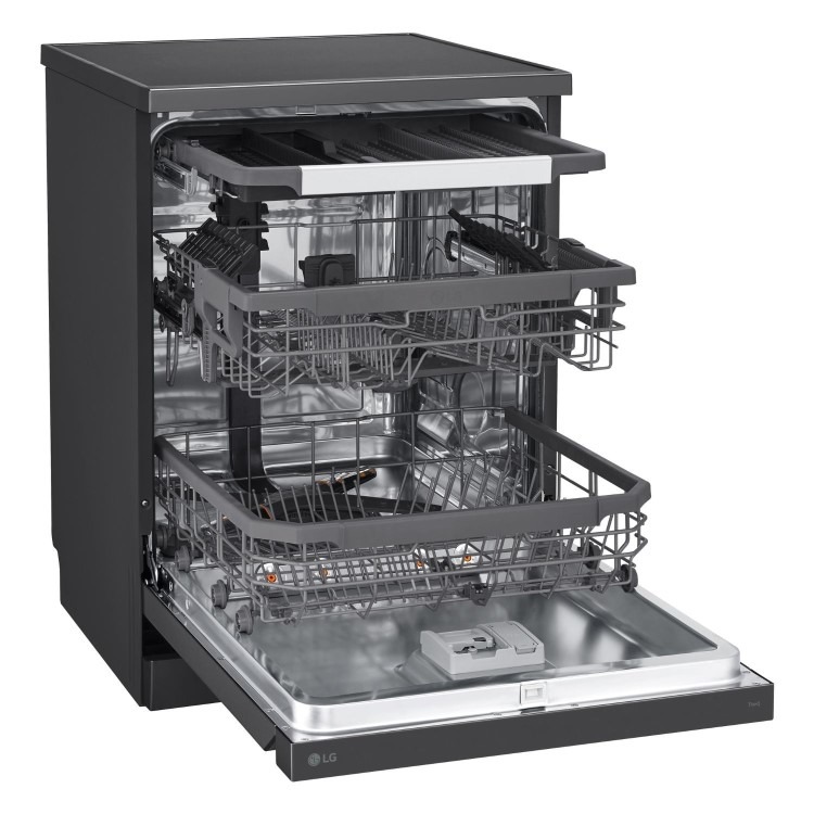 LG TrueSteam QuadWash Freestanding Dishwasher - Smart Wi-Fi, B-Rated, Matte Black - Image 3