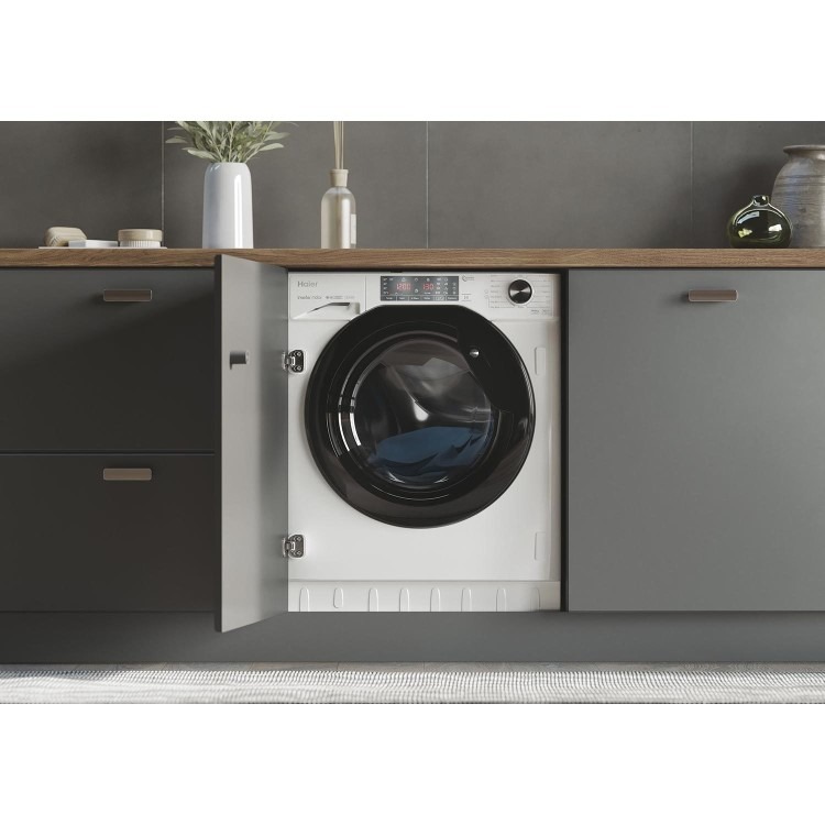 Haier Series 4 9kg Wash 5kg Dry 1600rpm Integrated Washer Dryer - White - Image 3