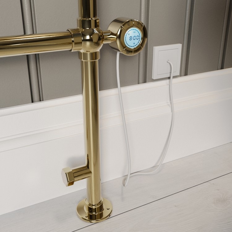 Brass Vertical Electric Towel Radiator 1200 x 479mm - Regent - Image 3