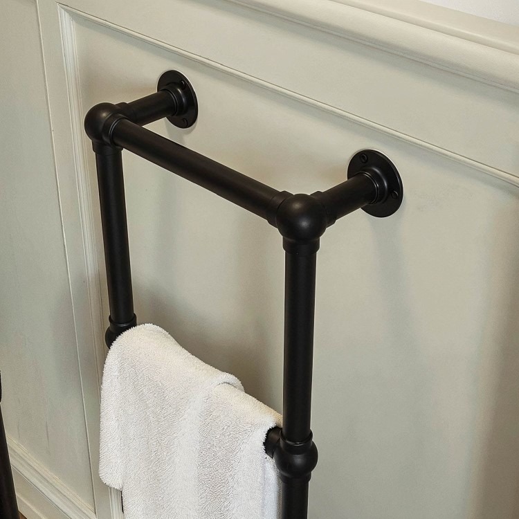 Black Vertical Traditional Towel Radiator 700 x 400mm - Regent - Image 3