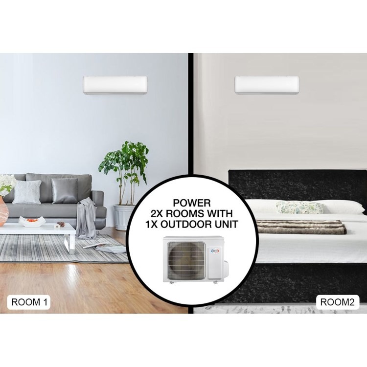 Version two Argo Multi-Split 2x 12000 BTU Smart A++ Wall Air Conditioner System with Single Outdoor Unit - Image 3