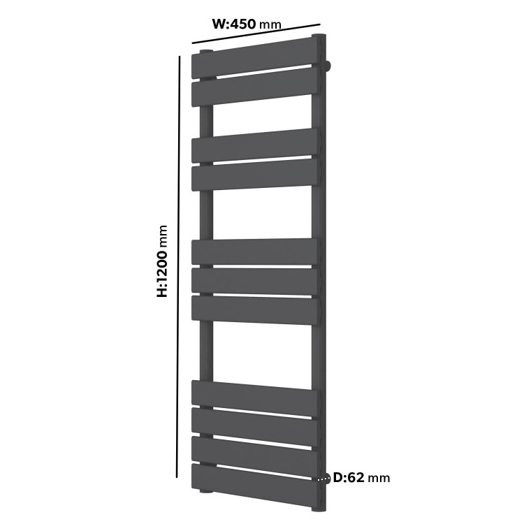 Anthracite Towel Radiator 1200 x 450mm - Tundra - Image 4