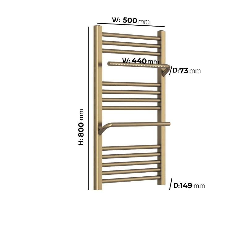 Brass Towel Radiator 800 x 500mm - Nazco - Image 5