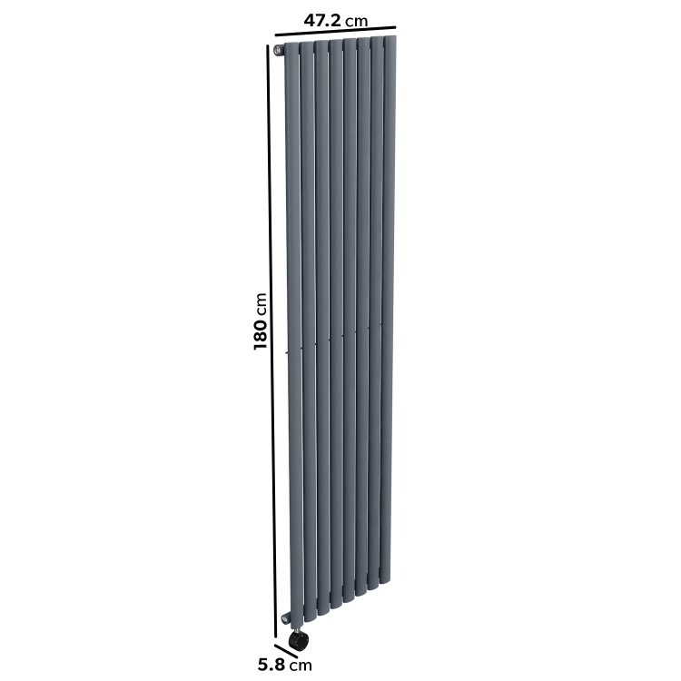 Anthracite Vertical Smart Electric Radiator with Wi-Fi Thermostat - 2.4kW - H1800xW472mm - Bathroom Safe - Image 5