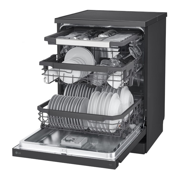 LG TrueSteam QuadWash Freestanding Dishwasher - Smart Wi-Fi, B-Rated, Matte Black - Image 7