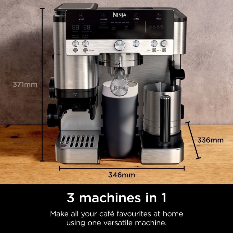 Ninja Luxe Cafe Premier Manual Espresso Freestanding Coffee Machine with Milk Frother - Black & Silver - Image 7