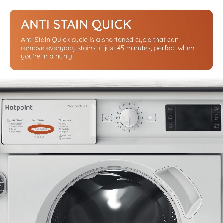 Hotpoint Anti-Stain 8kg Wash 6kg Dry Integrated Washer Dryer - White - Image 8