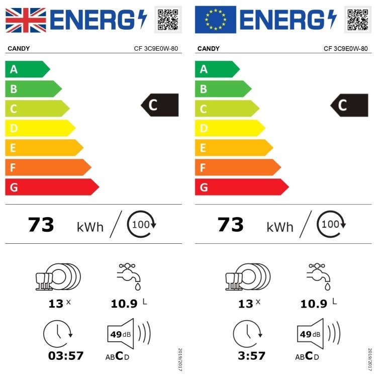 Candy Rapido Freestanding Dishwasher - C-Rated, White - Image 13