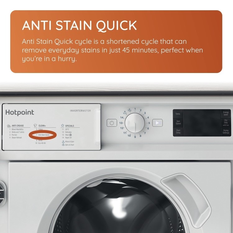 Hotpoint Anti-Stain 9kg Wash 6kg Dry 1400rpm Integrated Washer Dryer - White - Image 16