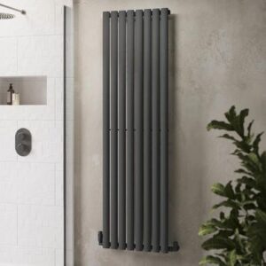 Eco Eleganza Anthracite Vertical Flat Designer Aluminium Radiator 1600x300mm Double Panel 2699 BTU