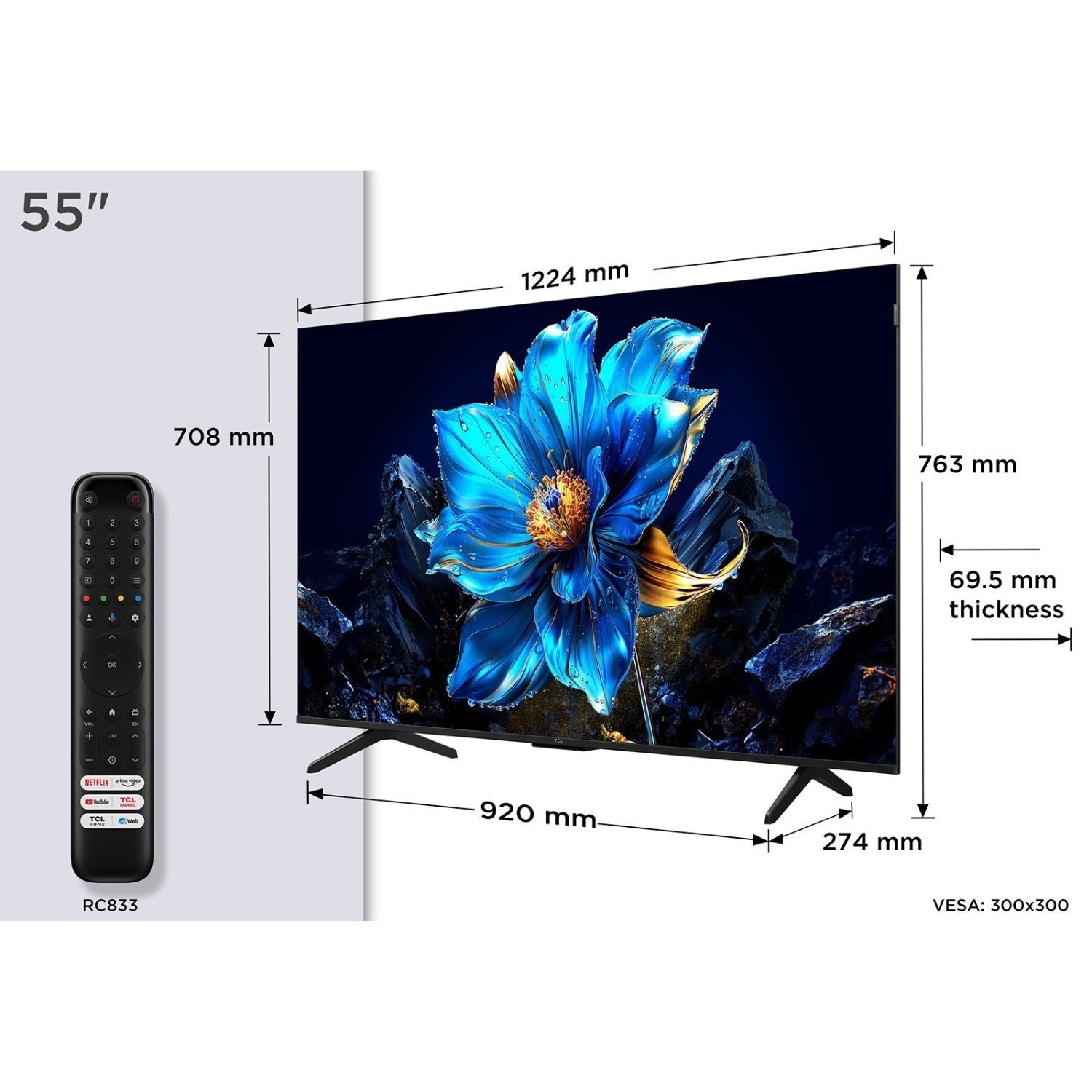 TCL P7K 55 inch 4K QLED HDR Google TV - Image 2