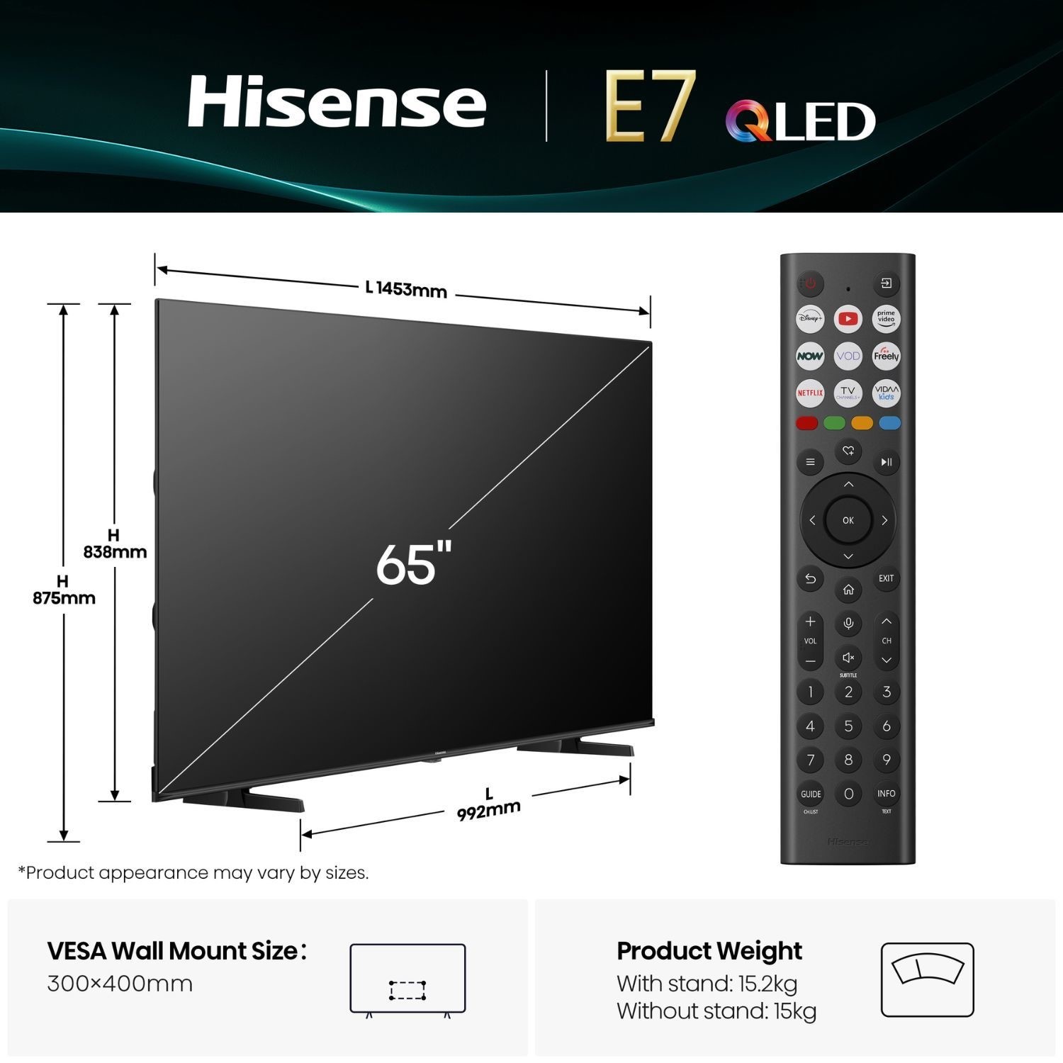 Hisense E7QTUK 65 inch Smart 4K Ultra HD QLED TV - Image 3
