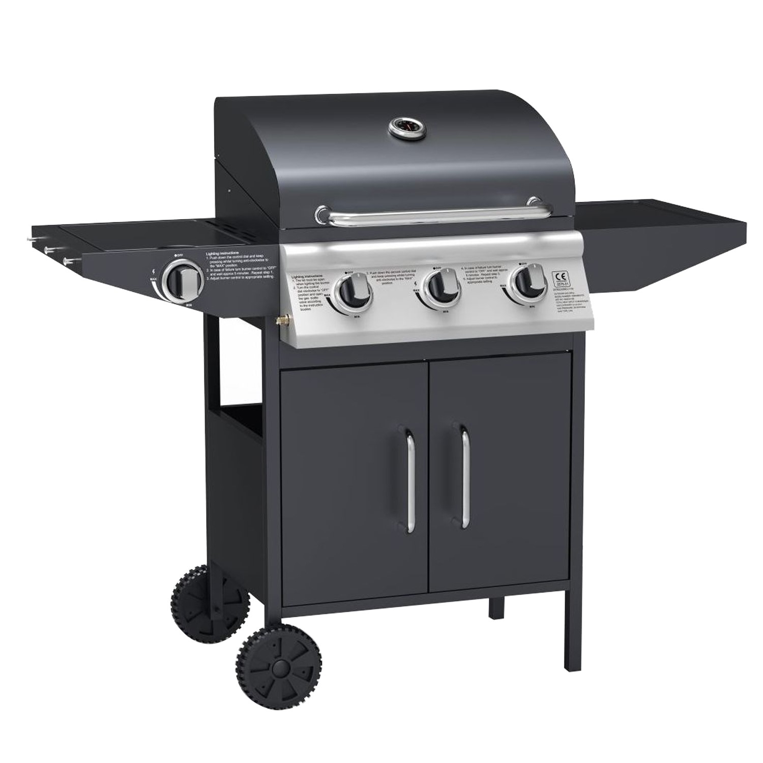 Boss Grill Georgia Classic - 3 Burner Gas BBQ Grill with Side Burner - Black - Image 2