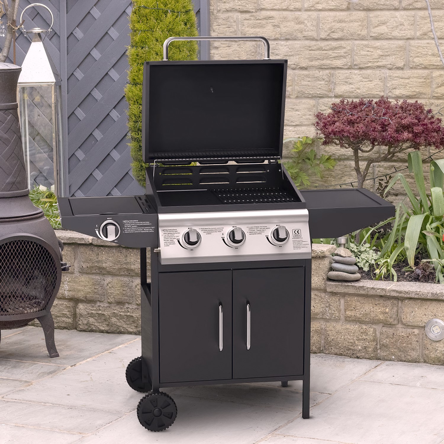 Boss Grill Georgia Classic - 3 Burner Gas BBQ Grill with Side Burner - Black - Image 6