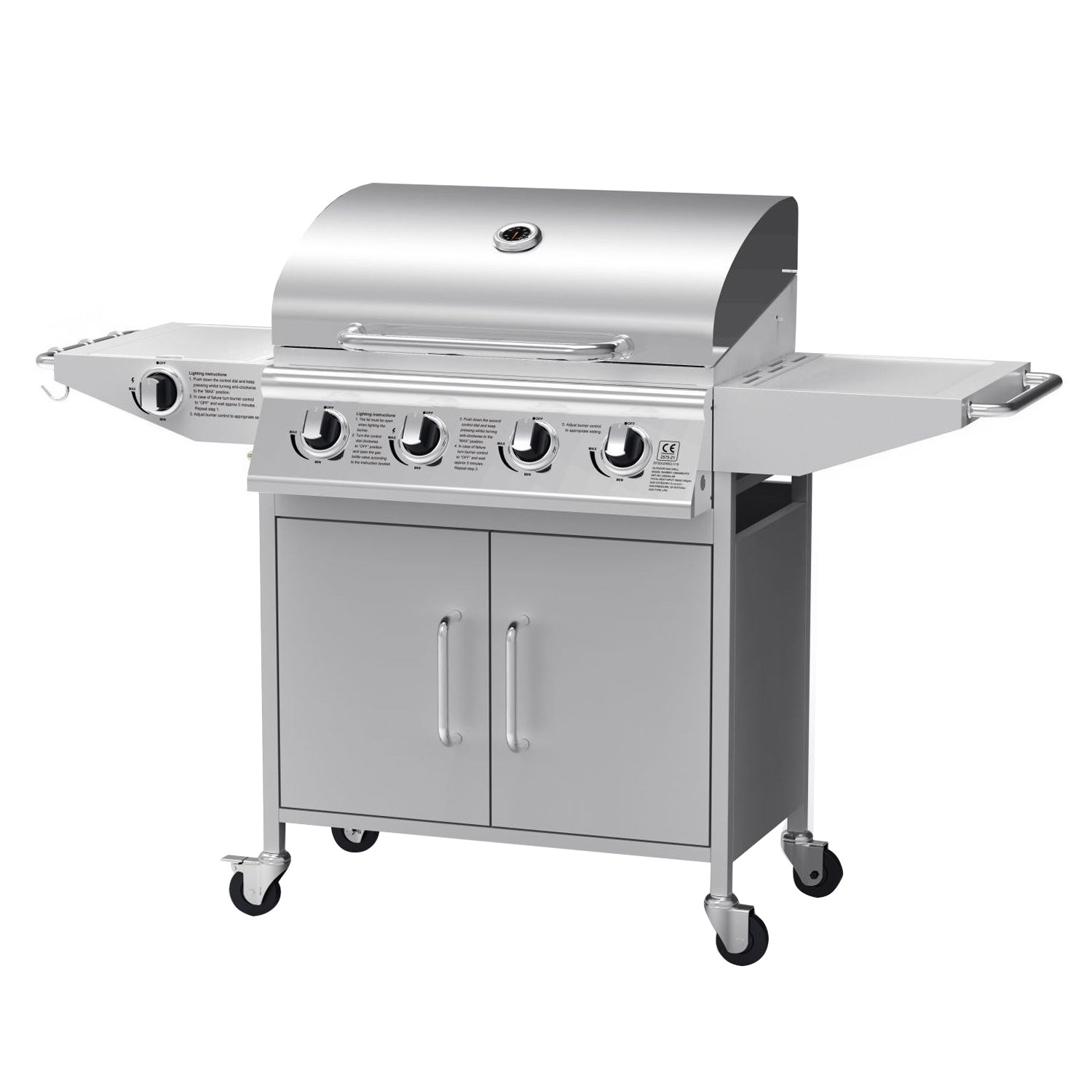 Boss Grill Georgia Classic - 4 Burner Gas BBQ Grill with Side Burner - Silver - Image 11
