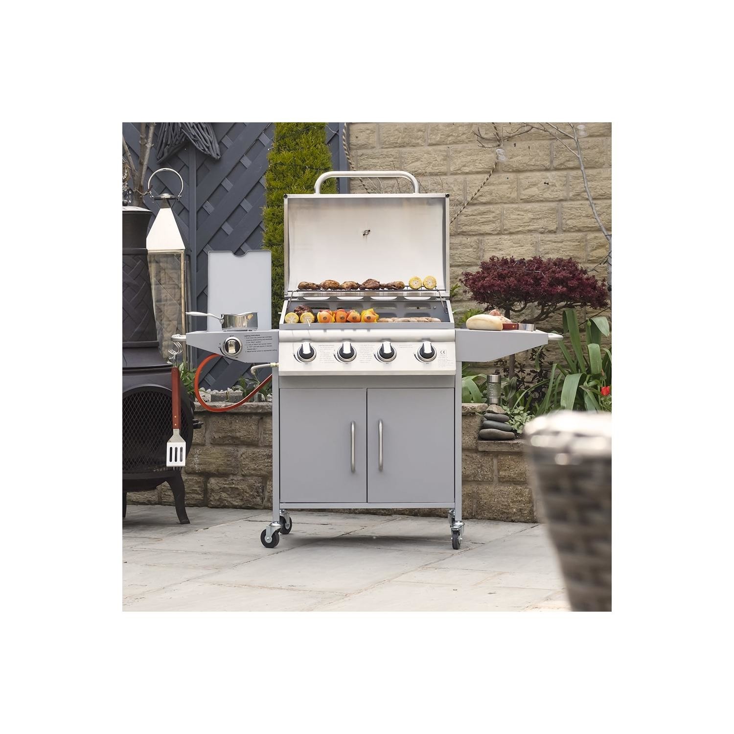 Boss Grill Georgia Classic - 4 Burner Gas BBQ Grill with Side Burner - Silver - Image 14