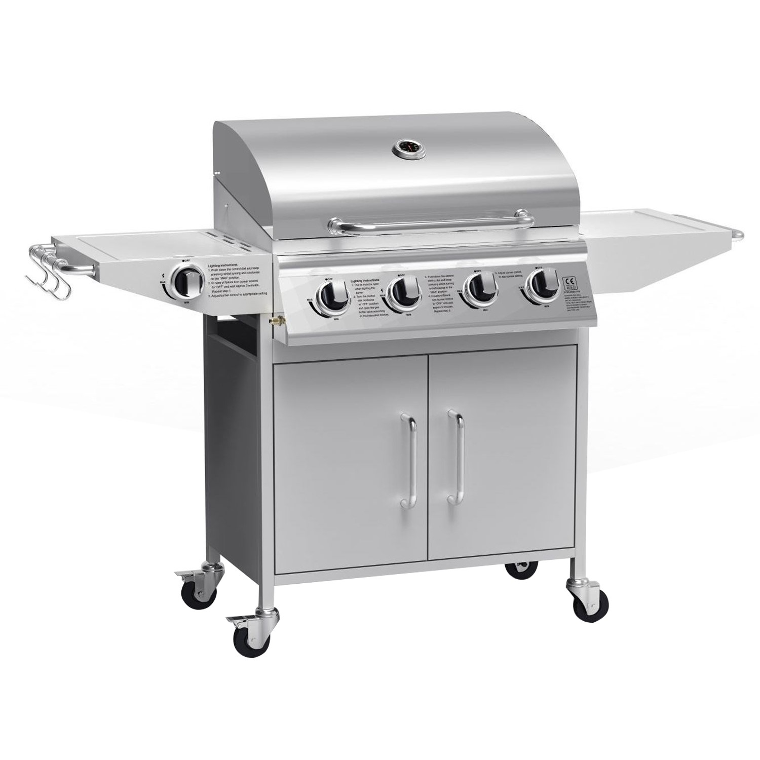 Boss Grill Georgia Classic - 4 Burner Gas BBQ Grill with Side Burner - Silver - Image 2
