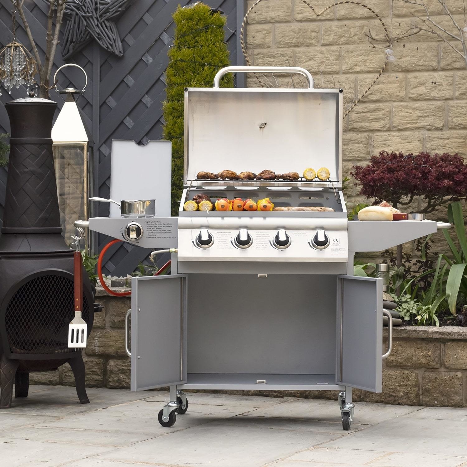 Boss Grill Georgia Classic - 4 Burner Gas BBQ Grill with Side Burner - Silver - Image 4