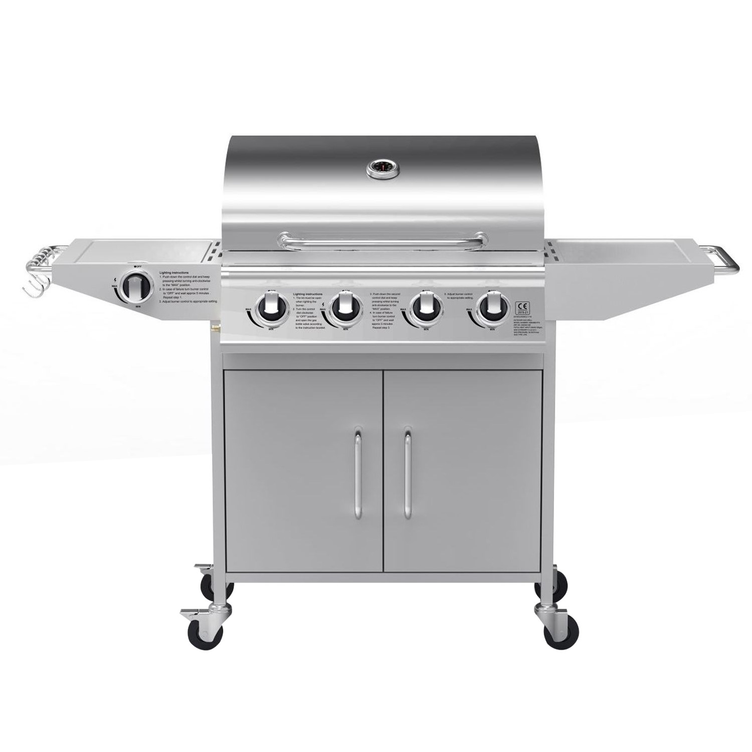 Boss Grill Georgia Classic - 4 Burner Gas BBQ Grill with Side Burner - Silver - Image 9