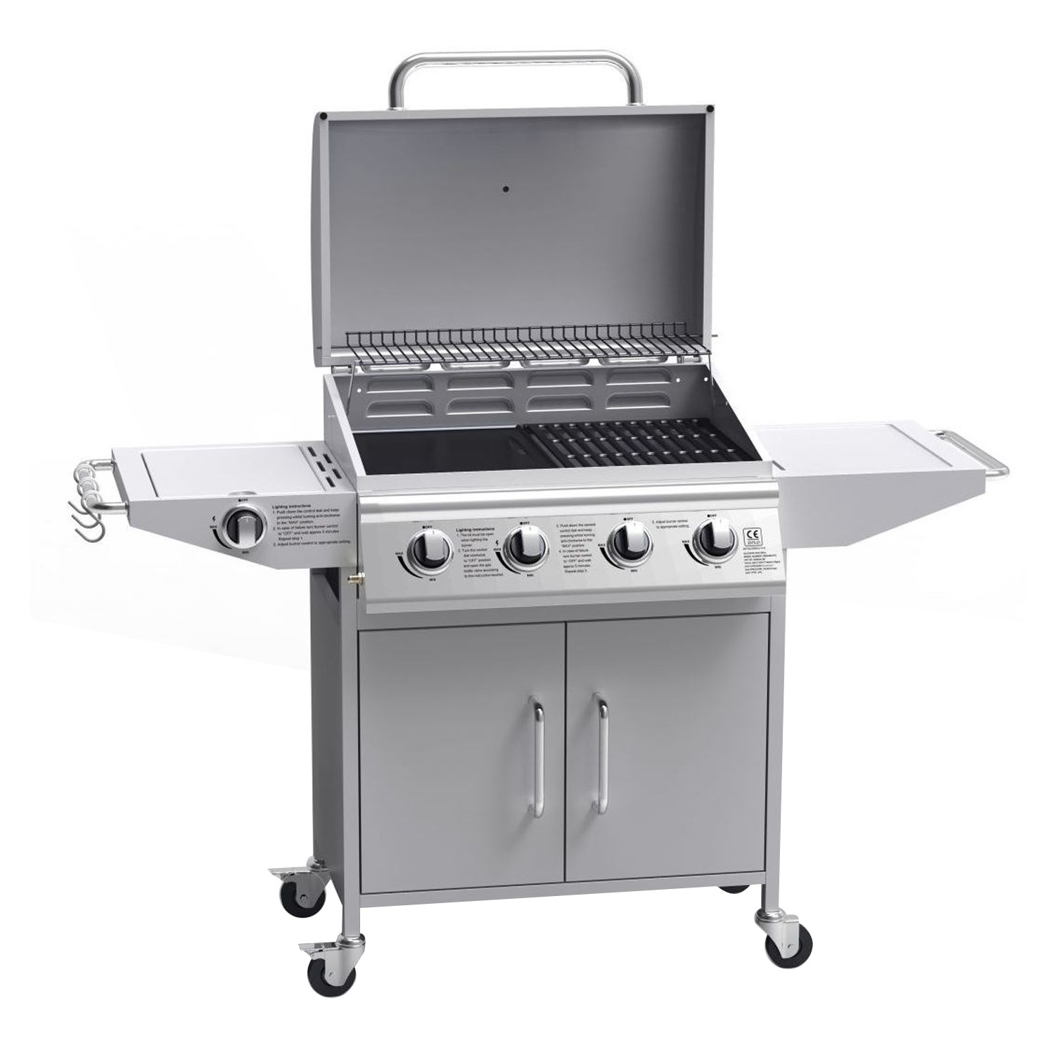 Boss Grill Georgia Classic - 4 Burner Gas BBQ Grill with Side Burner - Silver - Image 15