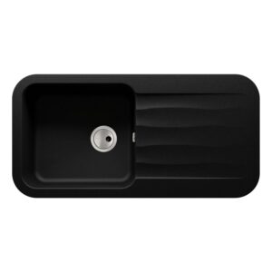 Abode Dune 1.0 Bowl Granite Kitchen Sink With Reversible Drainer - Matt Black