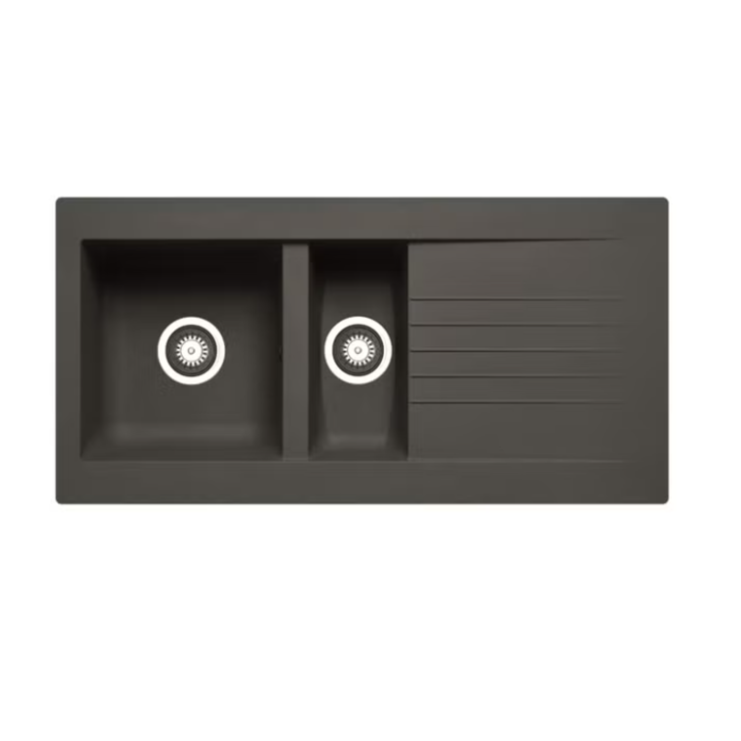 1.5 Bowl Black Reversible Composite Inset Kitchen Sink with Pull Out Kitchen Mixer Tap Set - Essence - Image 2