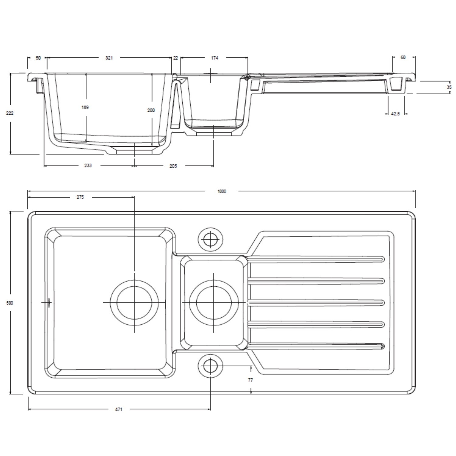1.5 Bowl White Reversible Ceramic Inset Kitchen Sink with Brushed Brass Pull Out Mixer Tap Set - Taylor & Moore - Image 3