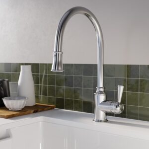 1.5 Bowl White Reversible Ceramic Inset Kitchen Sink with Pull Out Kitchen Mixer Tap Set - Taylor & Moore