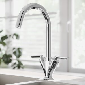 1 Bowl Chrome Stainless Steel Reversible Undermount Kitchen Sink with Mixer Tap Set - Essence