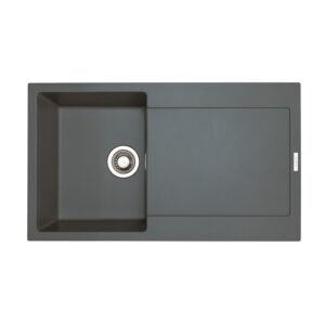 Single Bowl Inset Grey Composite Kitchen Sink with Reversible Drainer - Essence