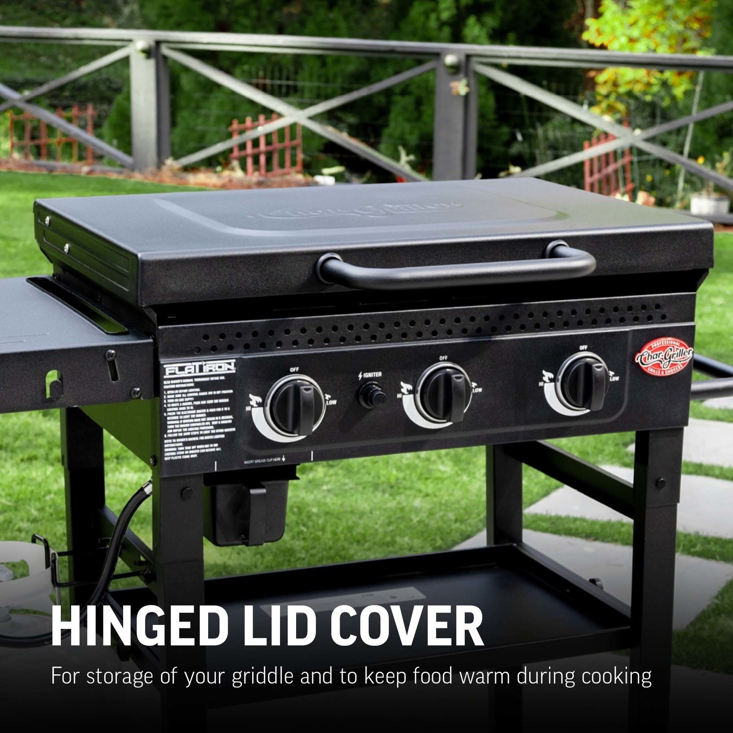 Char-Griller 3 Burner Flat Iron Gas Griddle - Image 6