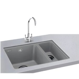 Carron Phoenix Fiji 150-16 1.5 Bowl Undermount Kitchen Sink - Stone Grey