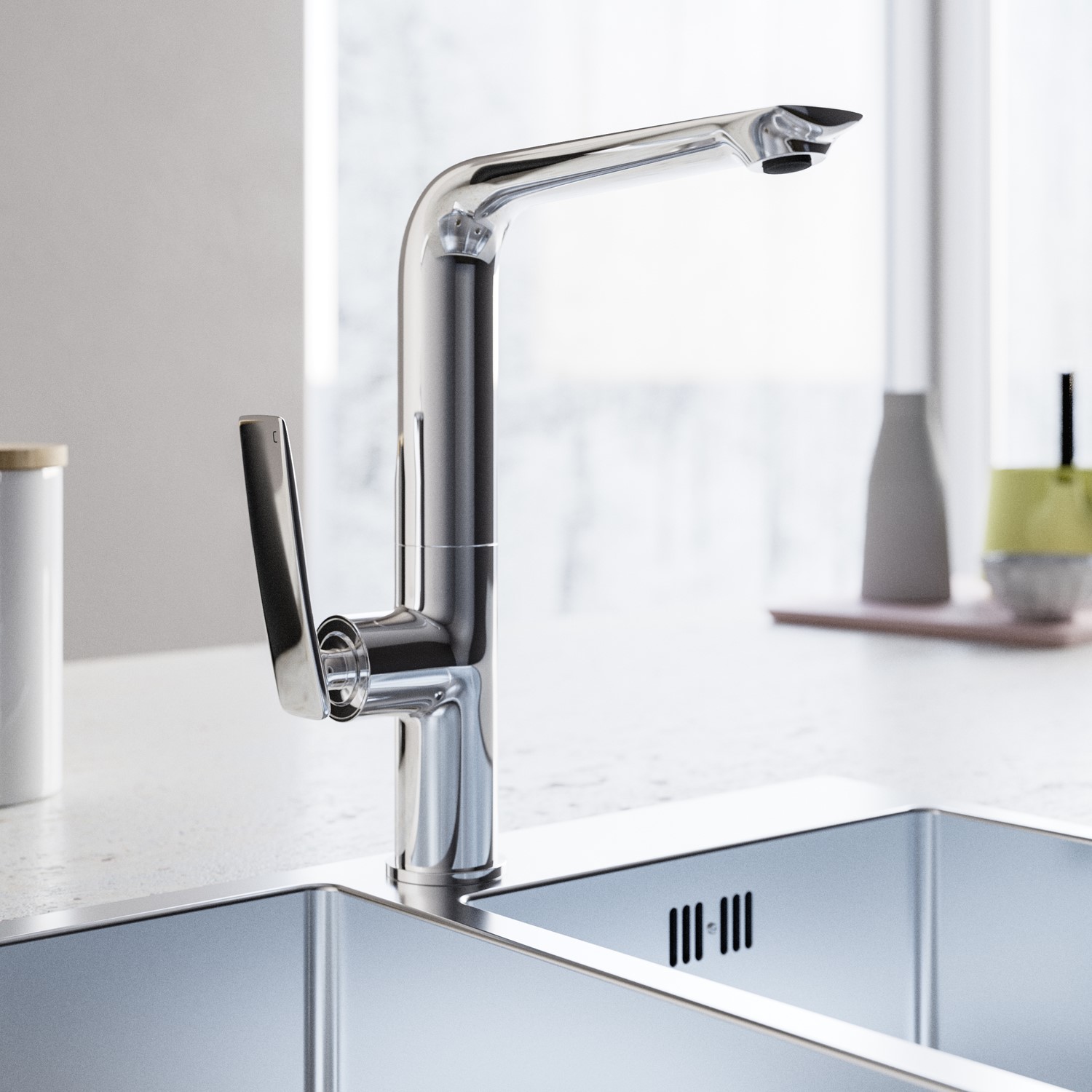 1.5 Bowl White Granite Composite Undermount Kitchen Sink with Mixer Tap Set - Enza - Image 5