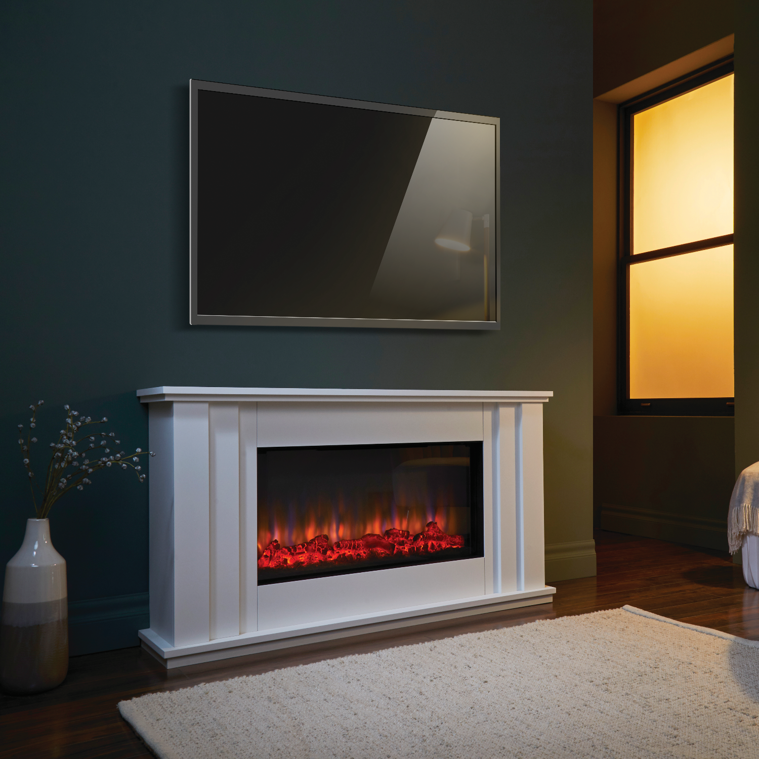Suncrest Kesgrave White Freestanding Electric Fireplace Suite - Image 2