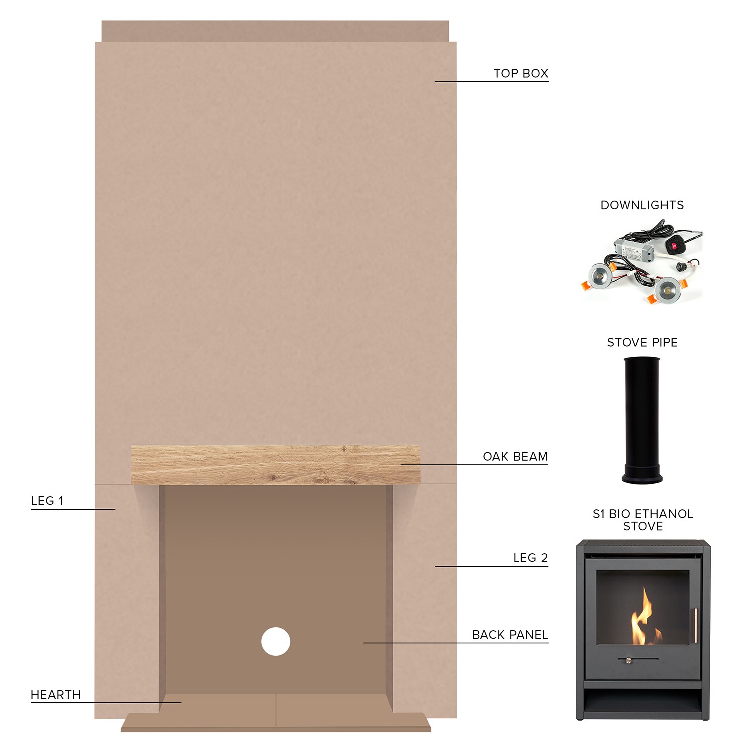 Acantha Pre-Built Stove Media Wall 1 with OKO S1 Bio Ethanol Stove in Charcoal Grey - Image 4
