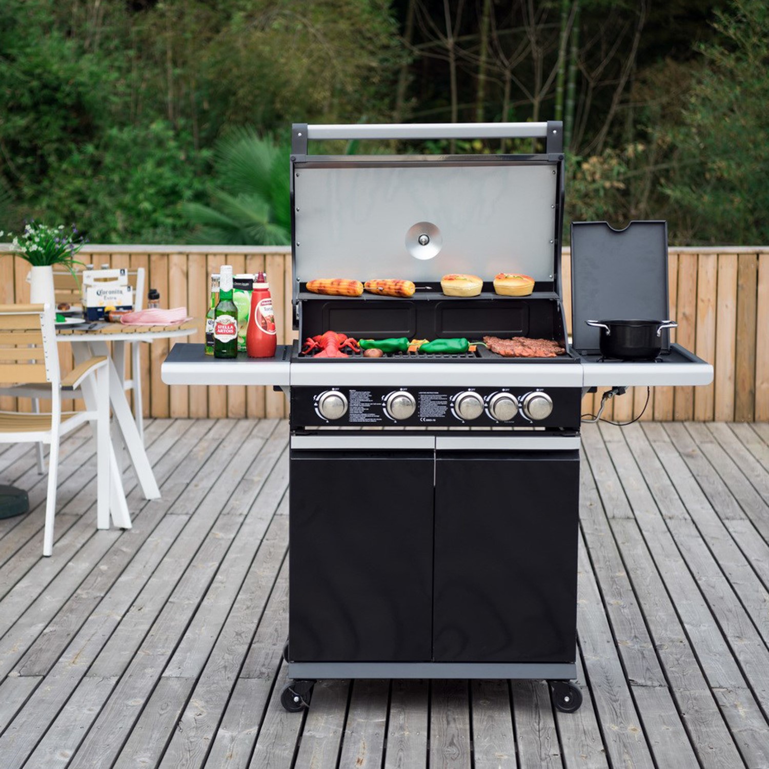 Boss Grill Alabama Elite - 4 Burner Gas BBQ Grill with Side Burner - Black - Image 11