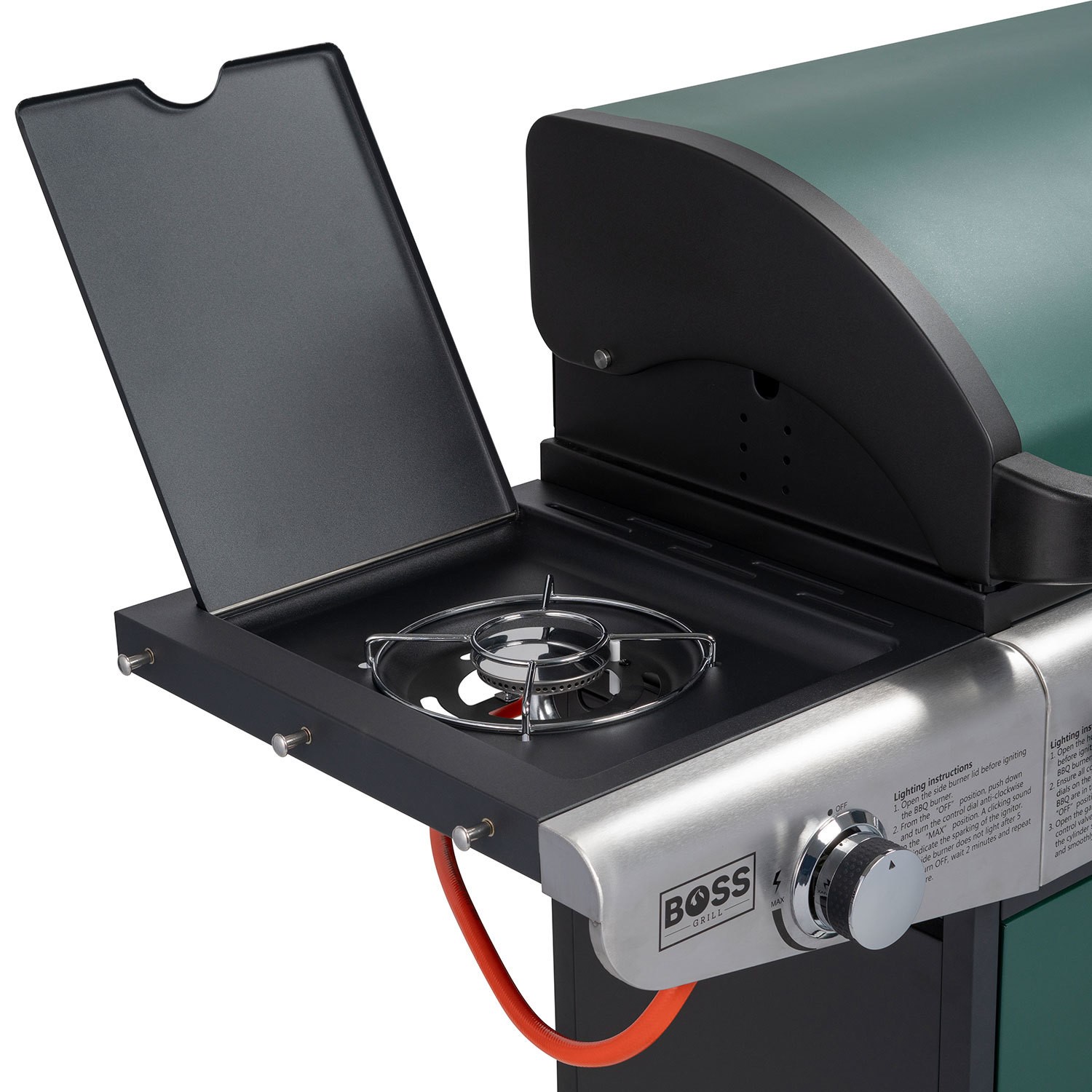 Boss Grill Kentucky Premium - 4 Burner Gas BBQ Grill with Side Burner - Green - Image 5