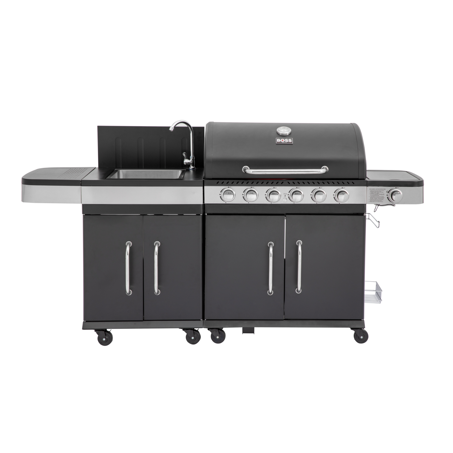 Boss Grill Alabama Modular Outdoor Kitchen - 6 Burner Gas BBQ with Sink - Black - Image 2