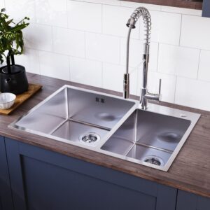 1.5 Bowl Inset Chrome Stainless Steel Kitchen Sink - Enza Aria