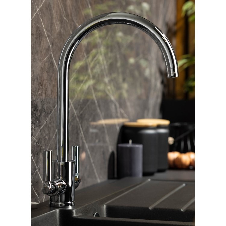Abode Brolle Dual Lever Mixer Tap - Chrome - Image 2
