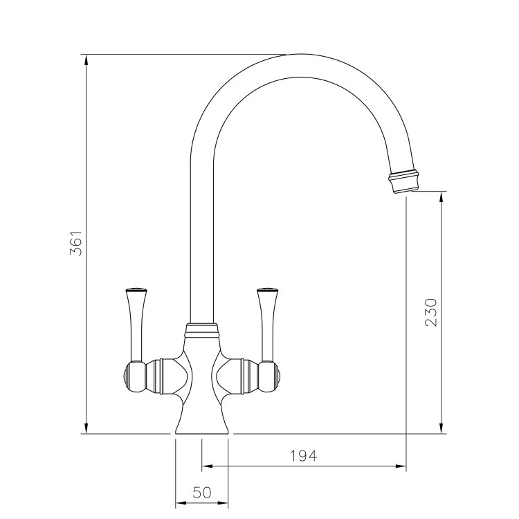 Rangemaster Estuary Dual Lever Monobloc Kitchen Mixer Tap - Brushed Brass - Image 3