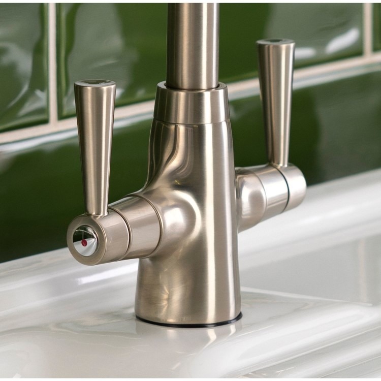 Abode Stamford Dual Lever Mixer Tap - Brushed Nickel - Image 4