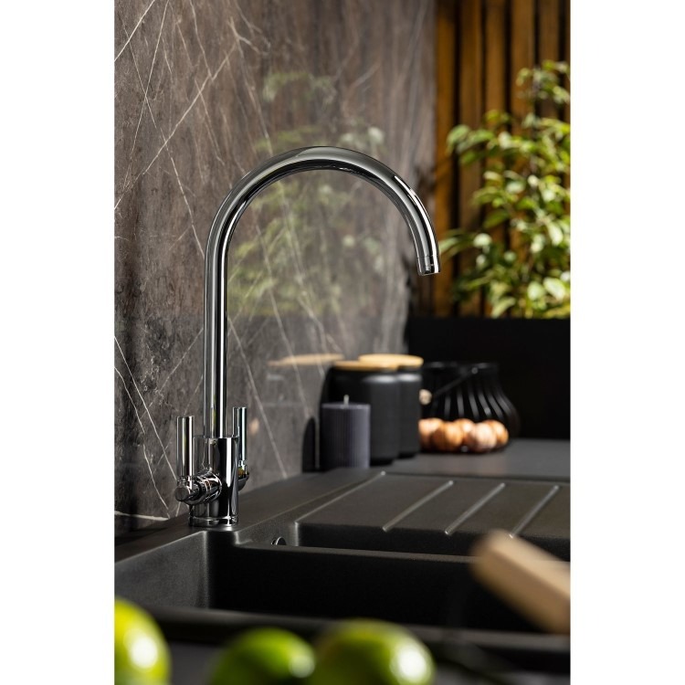 Abode Brolle Dual Lever Mixer Tap - Chrome - Image 4