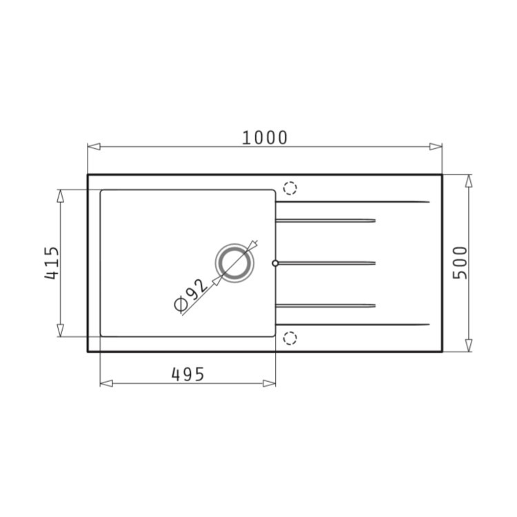 Single Bowl Inset Black Granite Composite Kitchen Sink with Reversible Drainer - Enza Madison - Image 4
